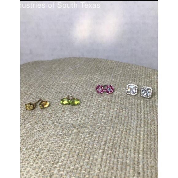 4 Pairs Tested Sterling Silver Stud Earrings – Gemstones & CZ - Picture 7 of 10